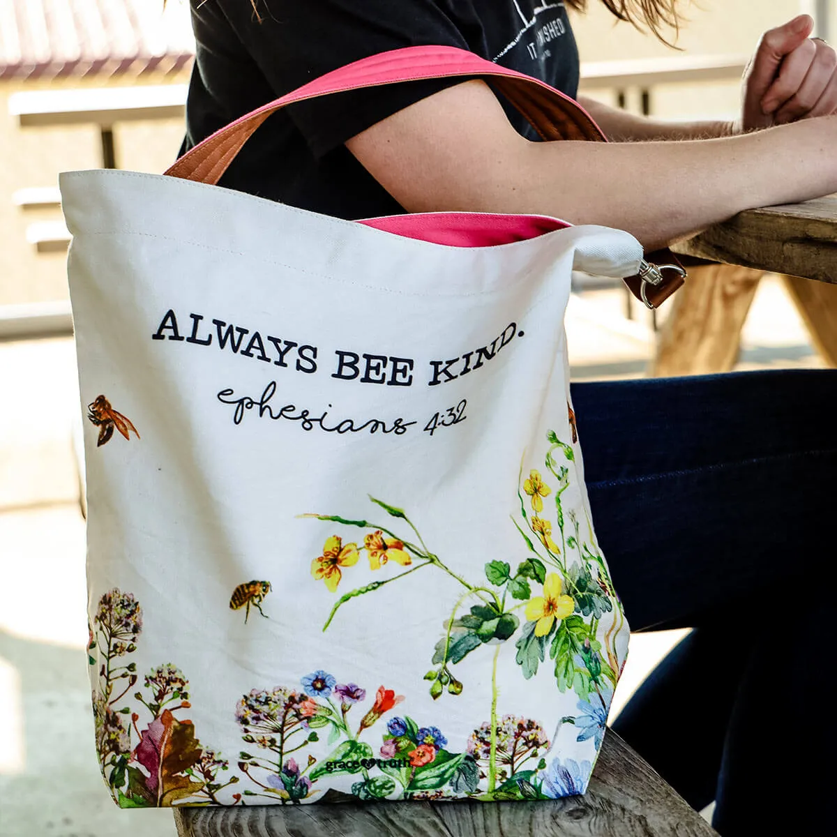 grace & truth Womens Tote Bag Bee Kind