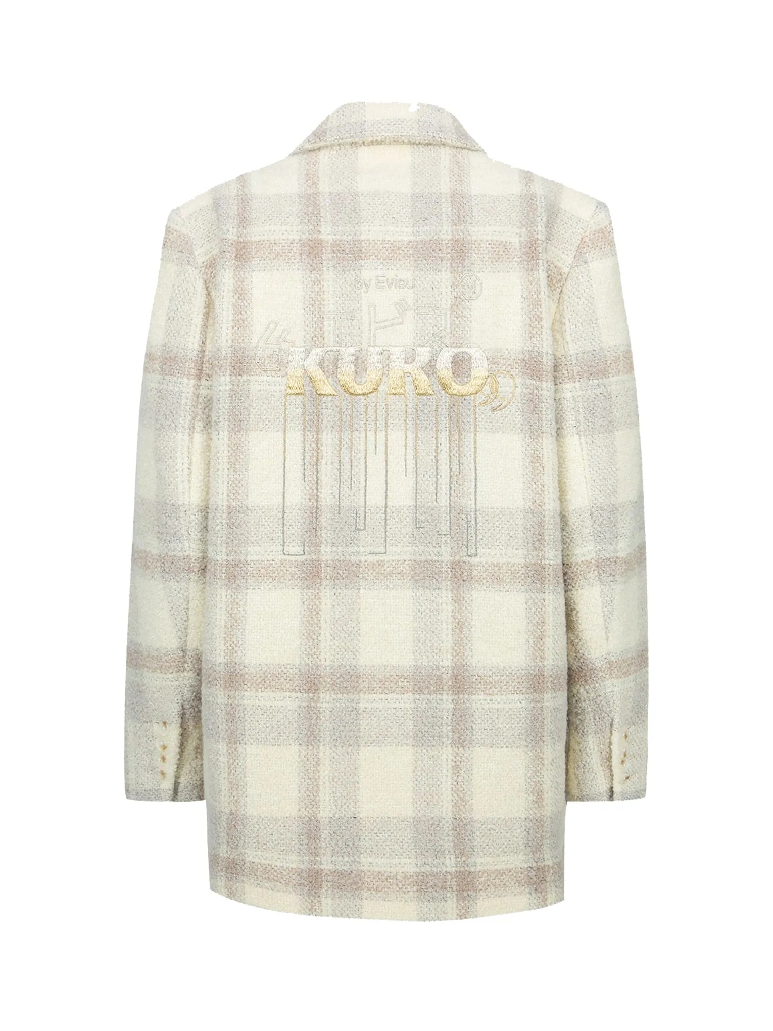 Gradient Logo Embroidery Plaid Blazer