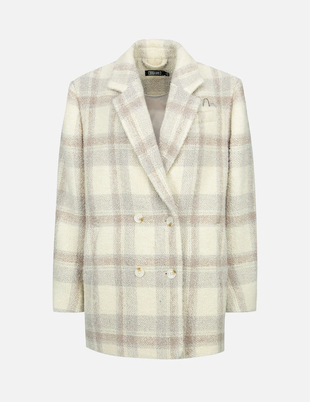 Gradient Logo Embroidery Plaid Blazer