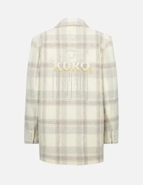 Gradient Logo Embroidery Plaid Blazer