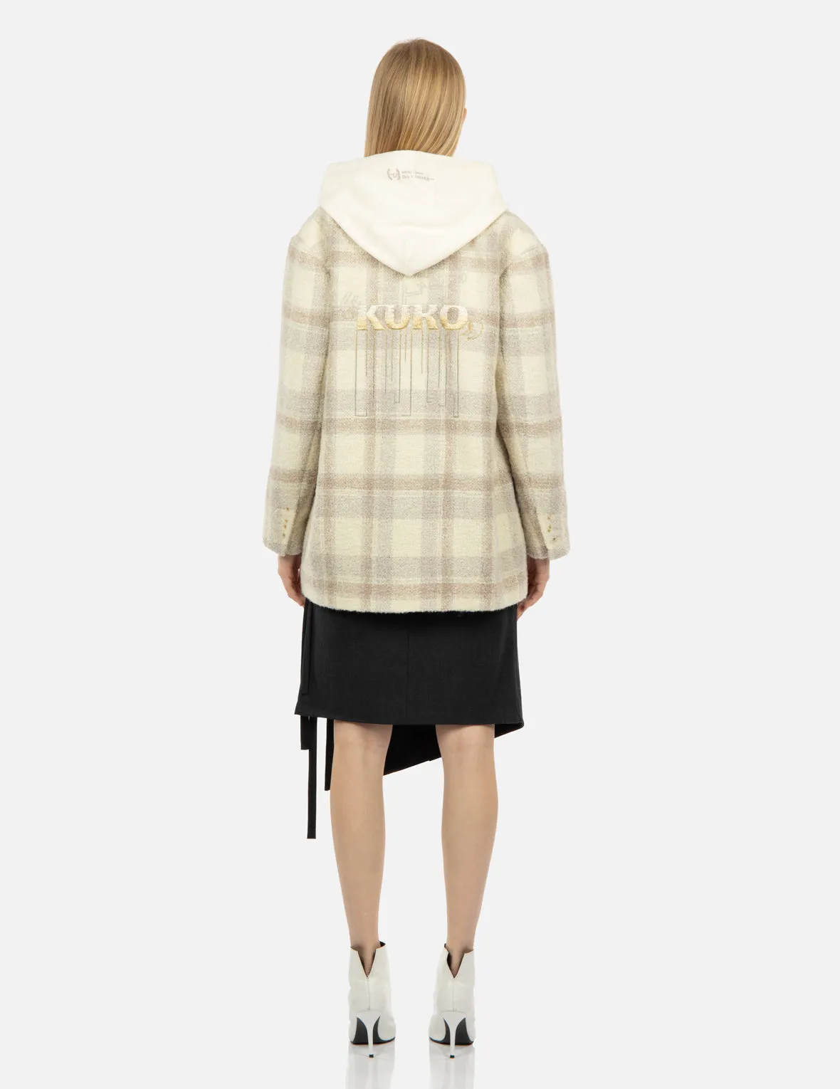 Gradient Logo Embroidery Plaid Blazer