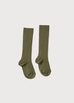 Green Ribbed Knee-High Socks (3mths-8yrs)