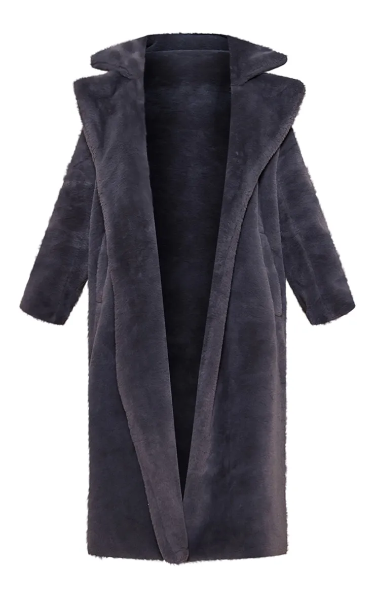 Grey Maxi Faux Fur Coat | Outerwear