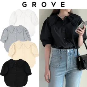 GROVE  |Casual Style Street Style Short Sleeves Office Style