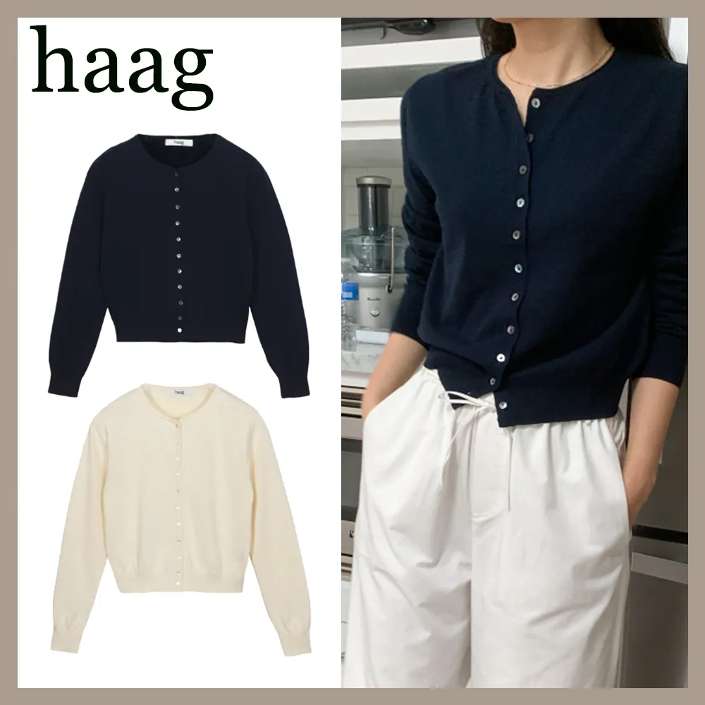 haag  |Casual Style Long Sleeves Plain Cotton Office Style