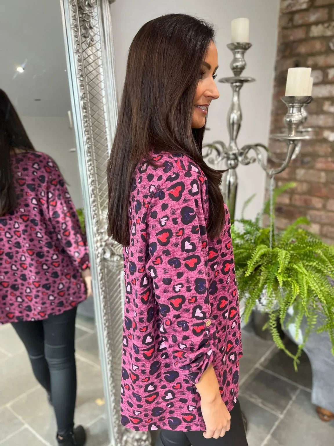 Heart Leopard Zip Top Cathy