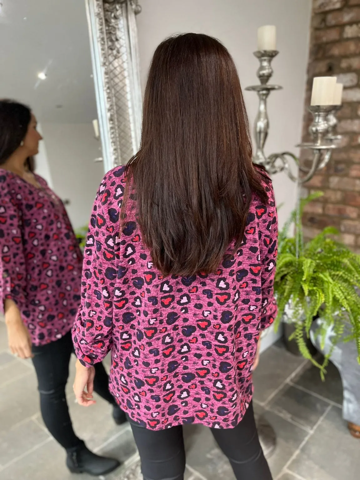 Heart Leopard Zip Top Cathy