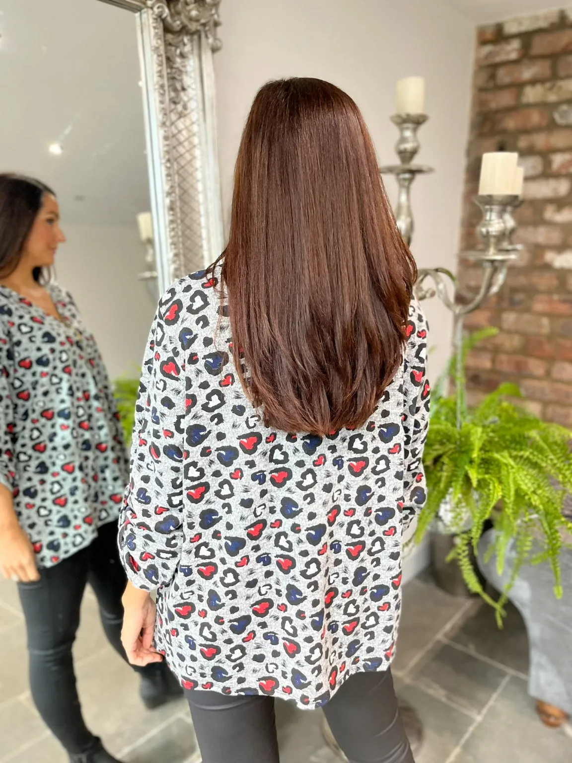 Heart Leopard Zip Top Cathy