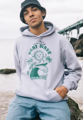 Heat Wave Men's Slogan Hoodie With Surfing Sun Graphic