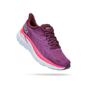 Hoka Womens Clifton 8 Lace Up Athletic Shoes- Grape Wine/ Beauty Berry