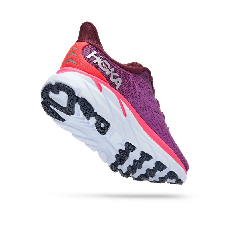 Hoka Womens Clifton 8 Lace Up Athletic Shoes- Grape Wine/ Beauty Berry