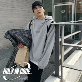 HOLY IN CODE  |Pullovers Unisex Street Style Long Sleeves Oversized Logo