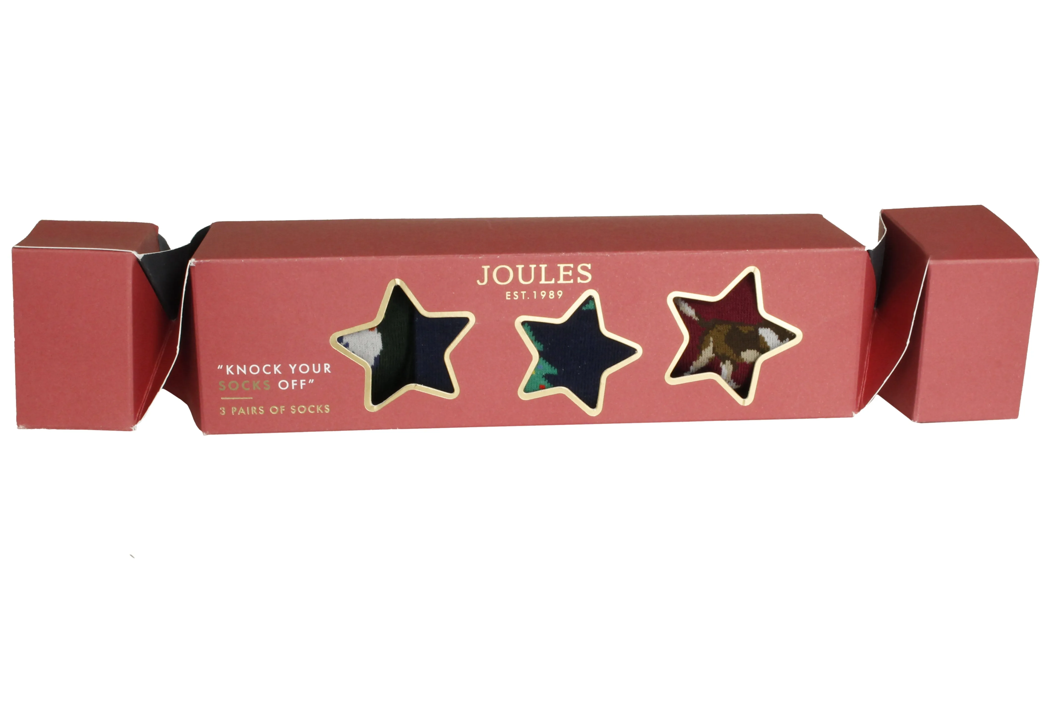 Joules Mens Christmas/ Xmas 'Cracker' Socks In Cracking Gift Box - (3-Pack)