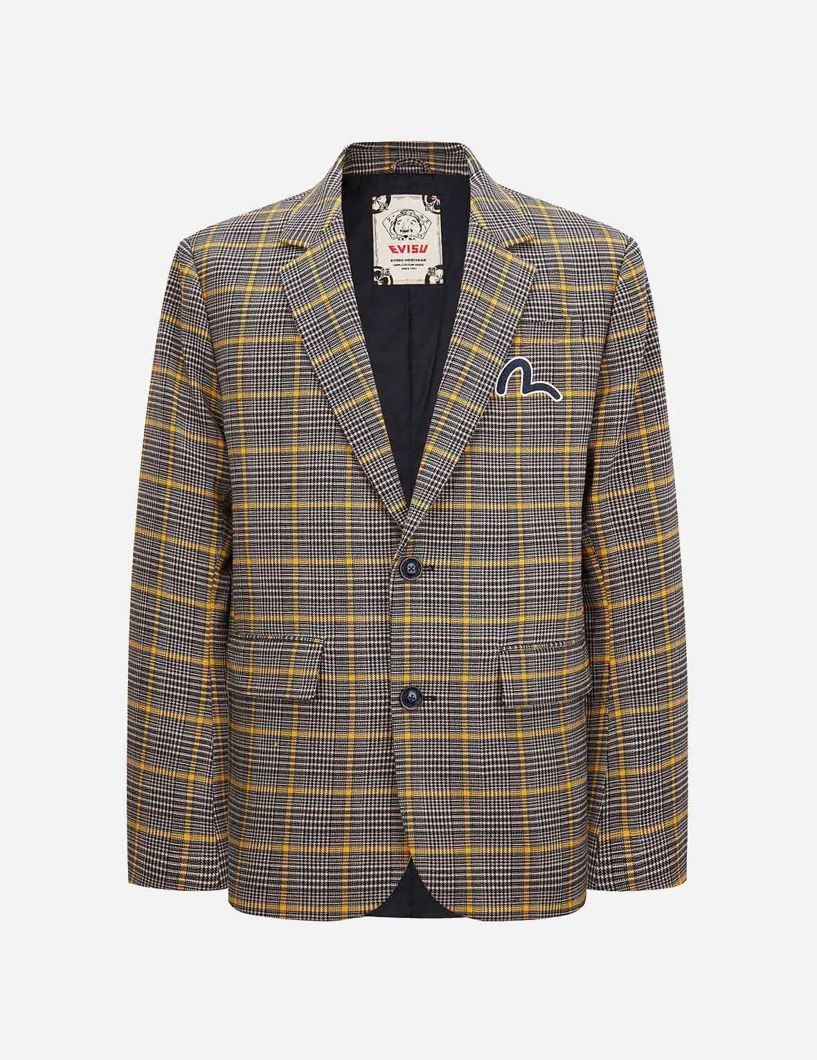 Kamon Appliqué Checked Blazer