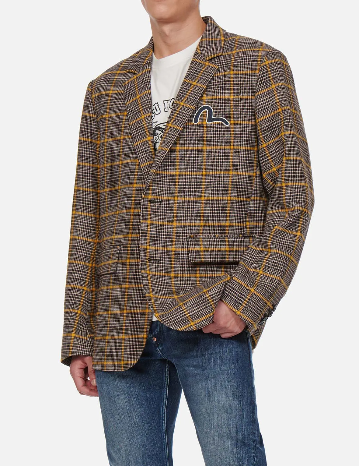 Kamon Appliqué Checked Blazer