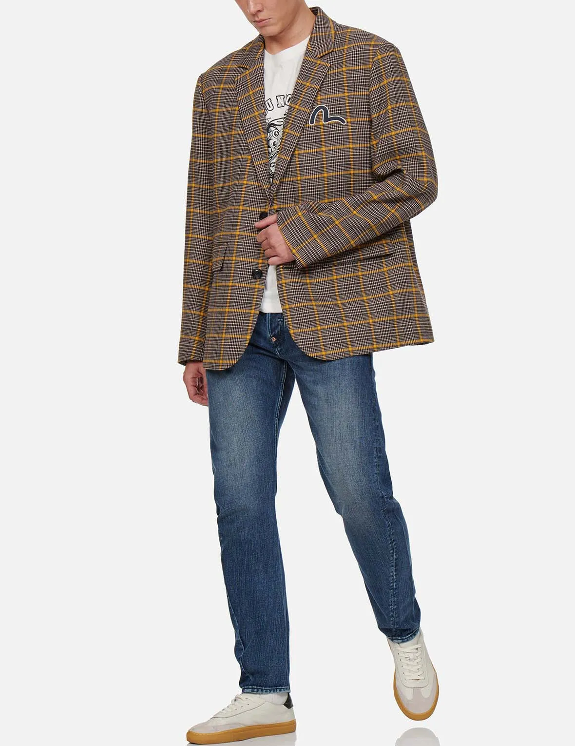 Kamon Appliqué Checked Blazer