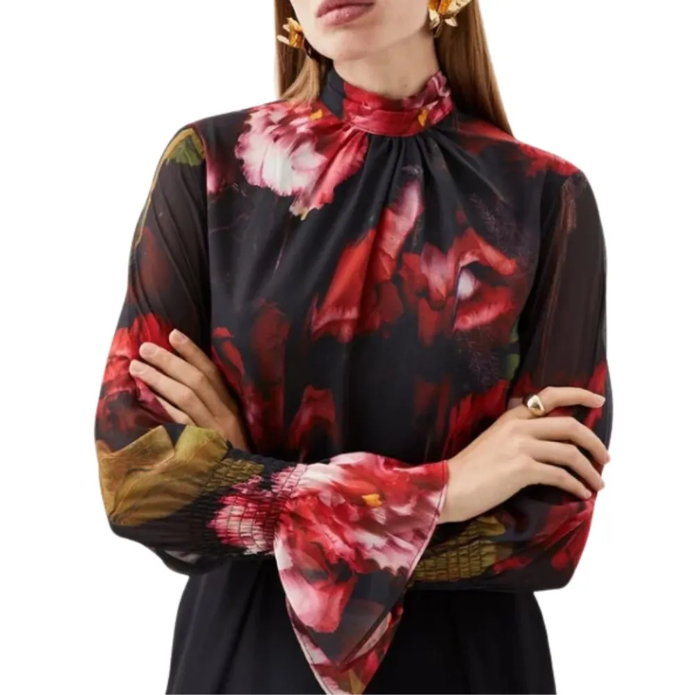 Karen Millen  |Flower Patterns Casual Style Long Sleeves Party Style