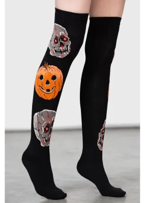 Killstar Morbid Over Knee Socks Black