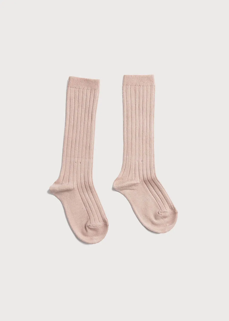 Light Pink Ribbed Knee-High Socks (3mths-8yrs)