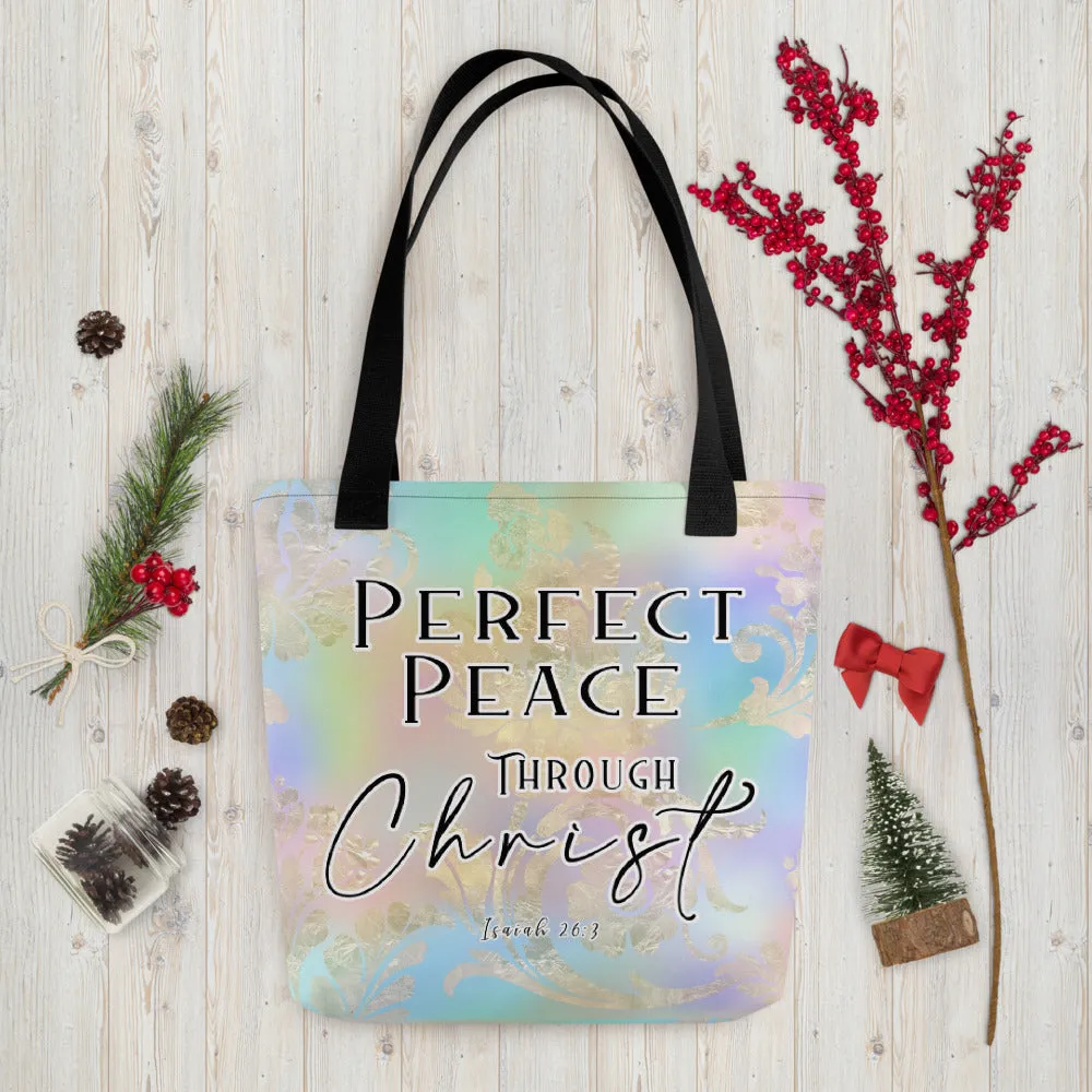 Limited Edition Premium Tote Bag - Perfect Peace Through Christ (Design: Golden Spring)