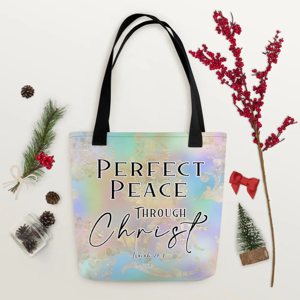 Limited Edition Premium Tote Bag - Perfect Peace Through Christ (Design: Golden Spring)