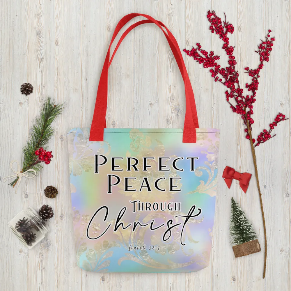 Limited Edition Premium Tote Bag - Perfect Peace Through Christ (Design: Golden Spring)