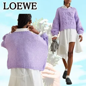 LOEWE  |Crew Neck Casual Style Wool Long Sleeves Plain Party Style