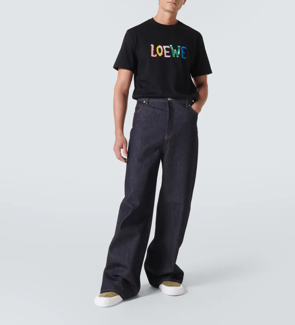 LOEWE  |Crew Neck Pullovers Street Style Cotton Short Sleeves Logo