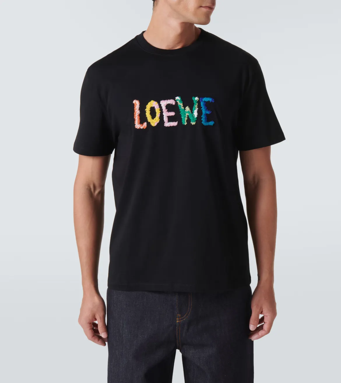 LOEWE  |Crew Neck Pullovers Street Style Cotton Short Sleeves Logo