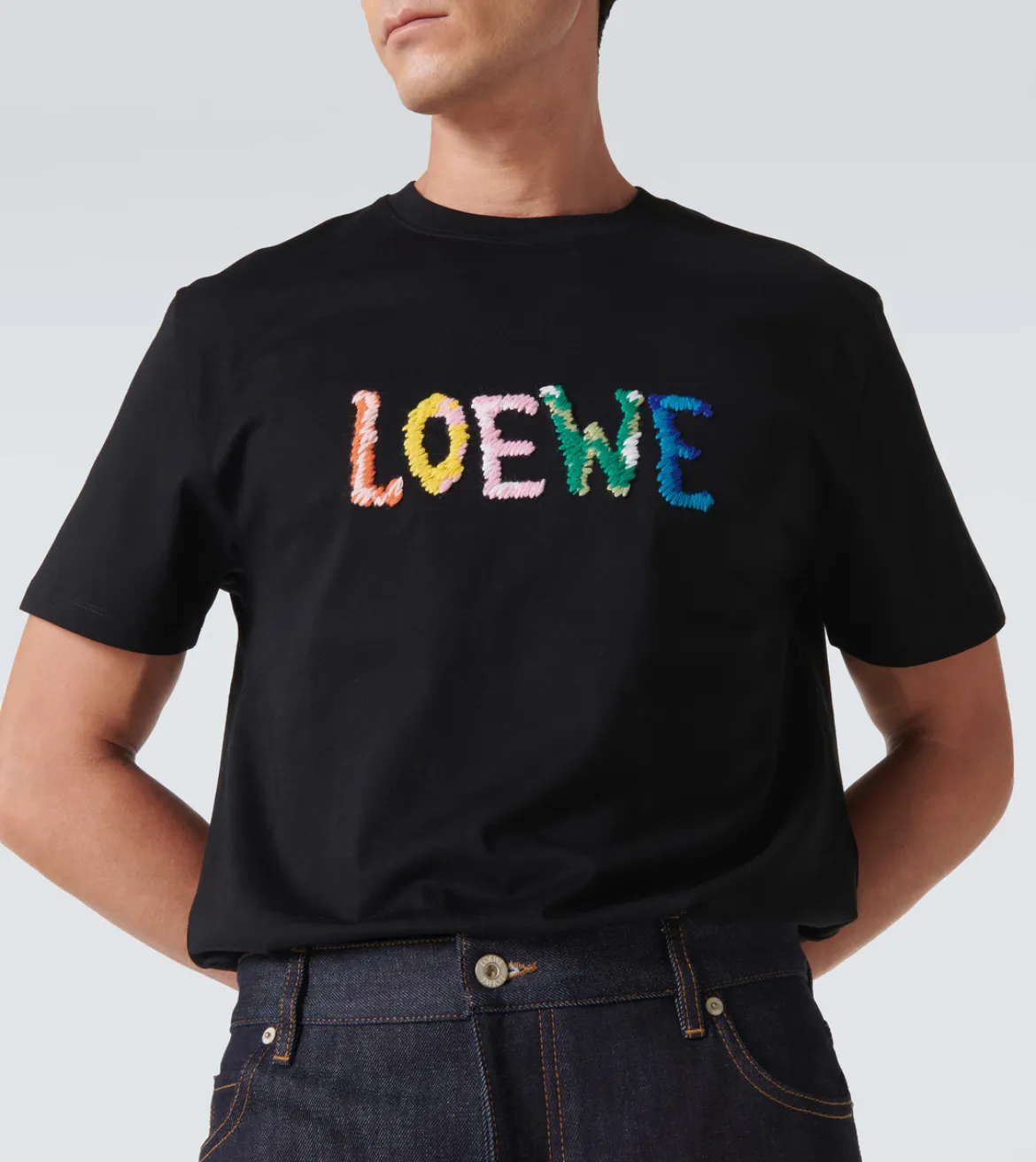 LOEWE  |Crew Neck Pullovers Street Style Cotton Short Sleeves Logo