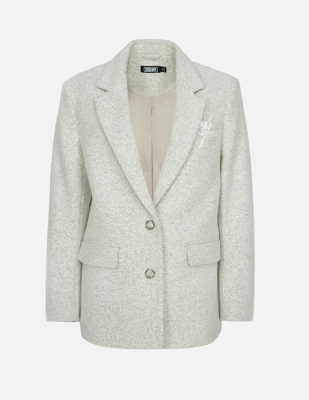 Logo Embroidery Wool Blend Blazer