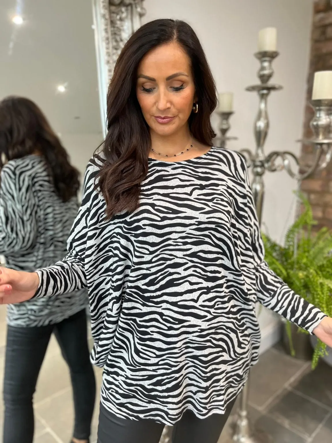 Longline Zebra Batwing Top Logan