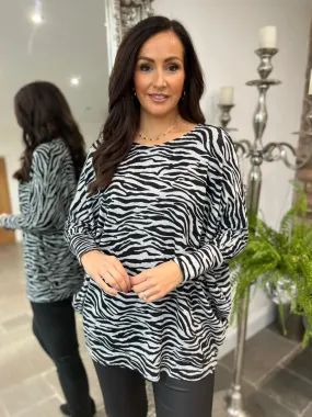 Longline Zebra Batwing Top Logan