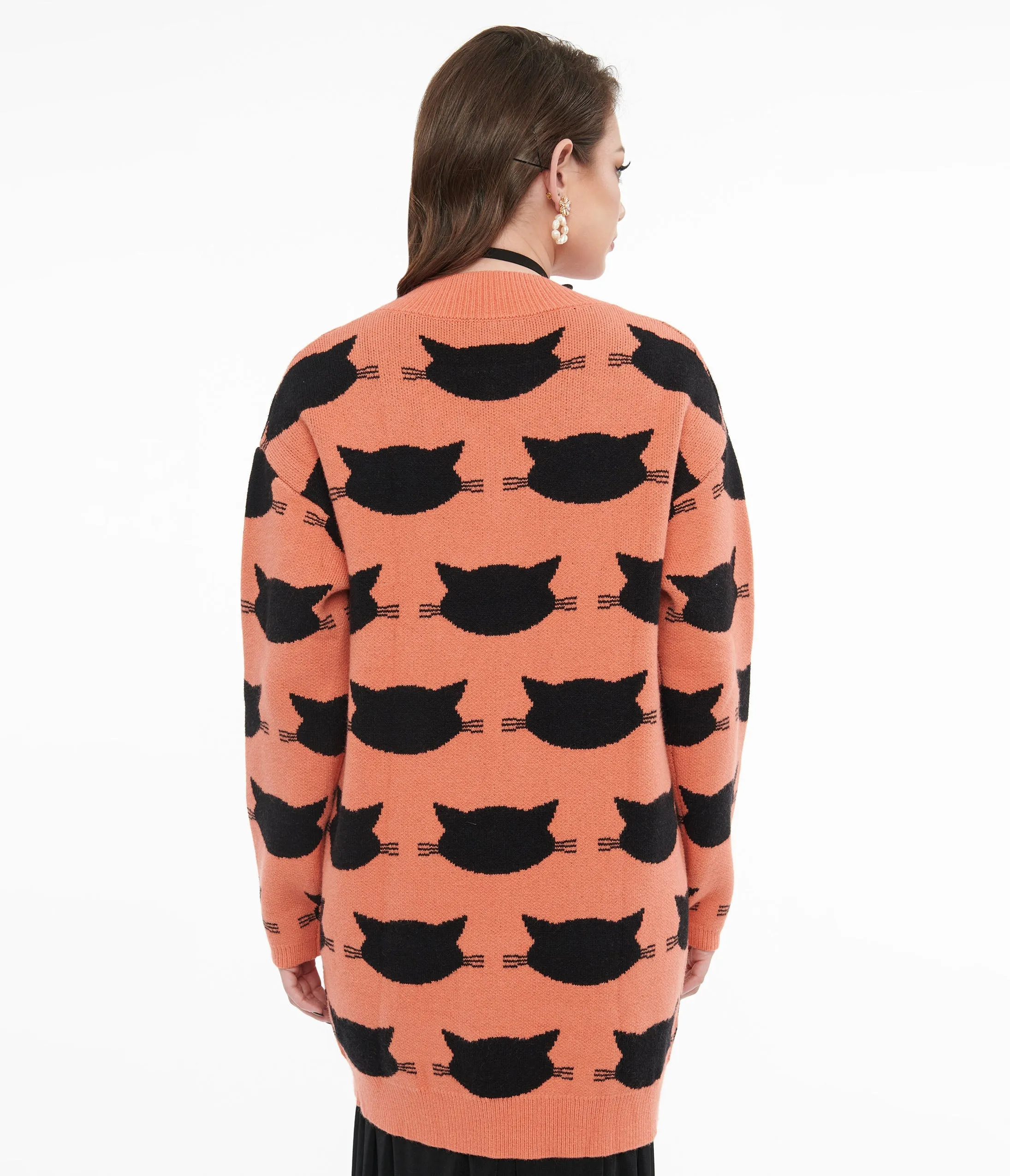 Magnolia Place Orange & Black Cat Cardigan