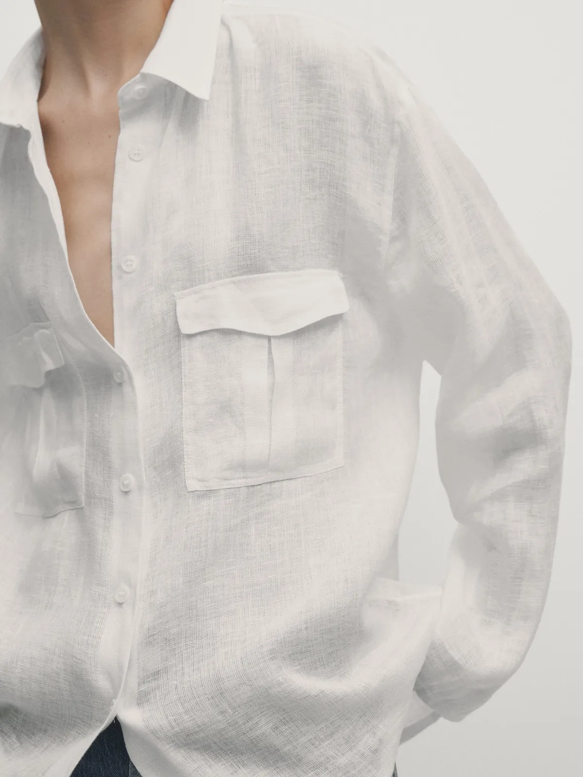 Massimo Dutti  |Casual Style Linen Long Sleeves Plain Office Style