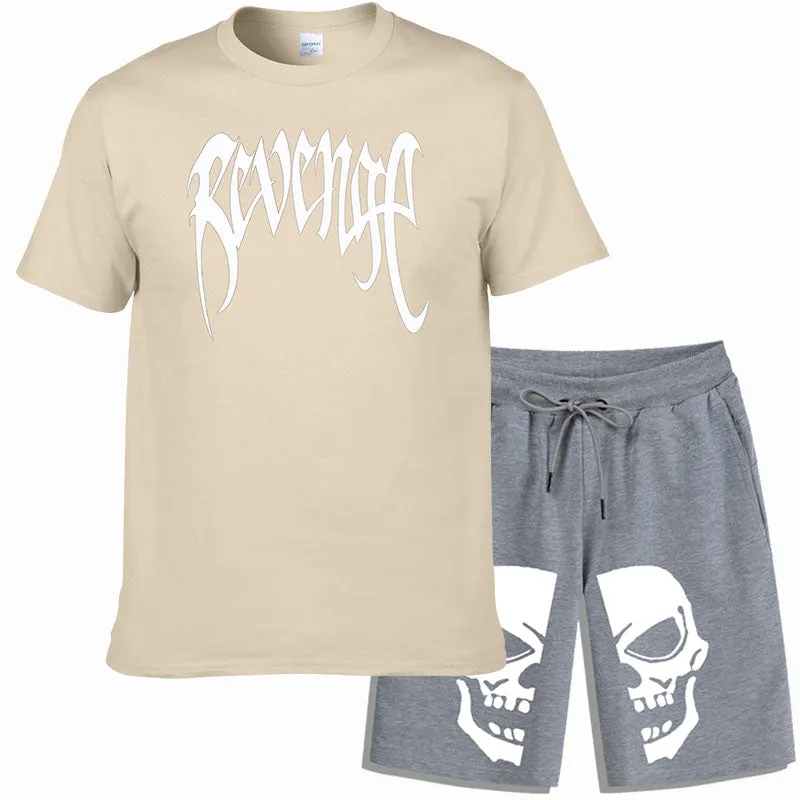 Men Sportswear Skull Print 2 Piece