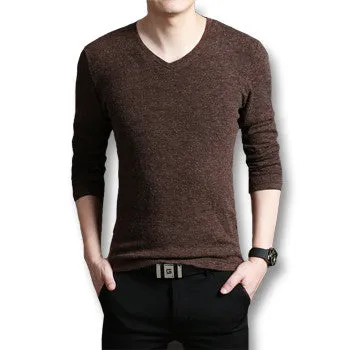 Men V Neck Sweaters and Pullovers Men's Casual Slim Fit Long Sleeved Knitted Sweaters Pullovers Outwear SM6