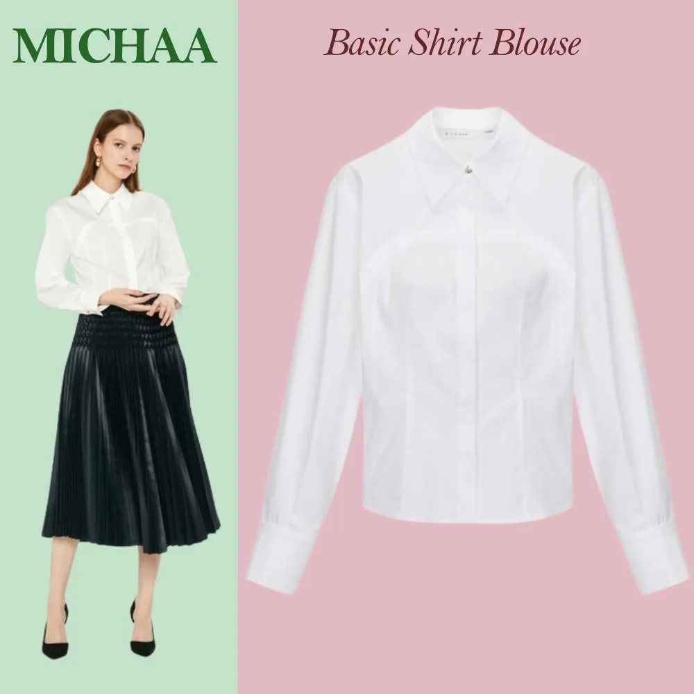 MICHAA  |Casual Style Street Style Long Sleeves Plain Cotton