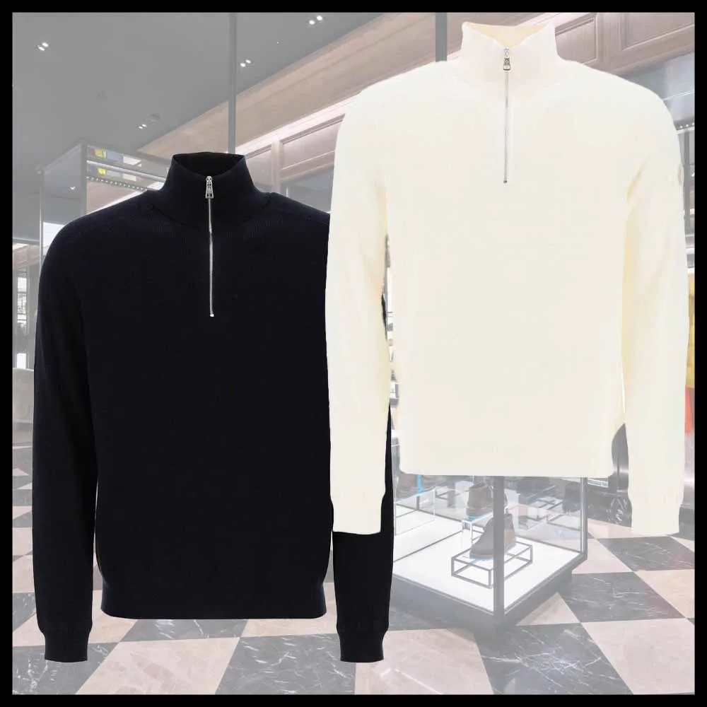 MONCLER  |Cashmere Long Sleeves Plain Cotton Sweatshirts