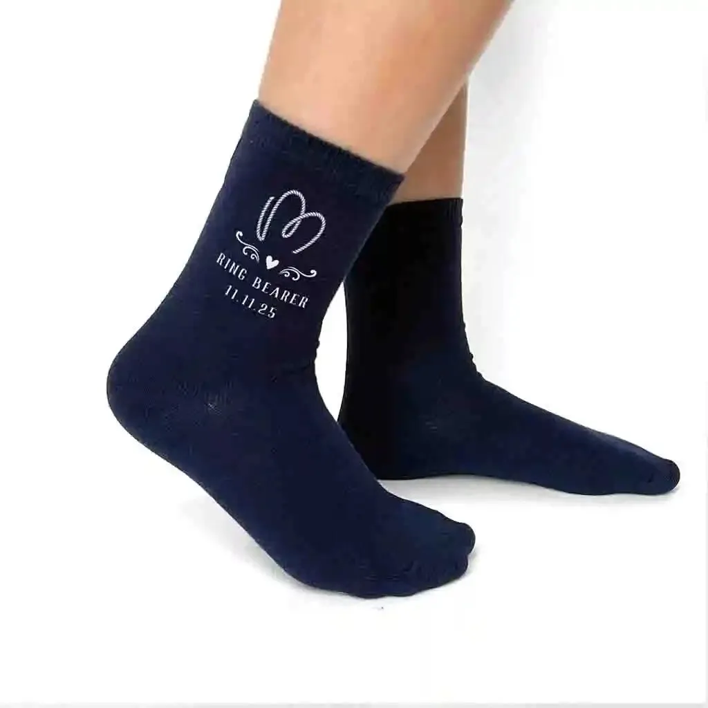 Monogram Ring Bearer Socks for the Ranch Wedding Theme