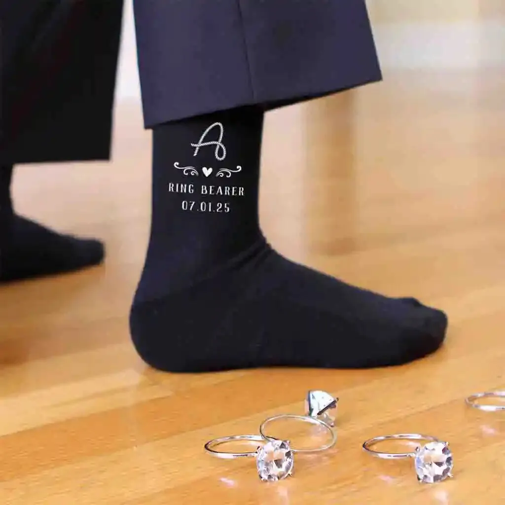 Monogram Ring Bearer Socks for the Ranch Wedding Theme