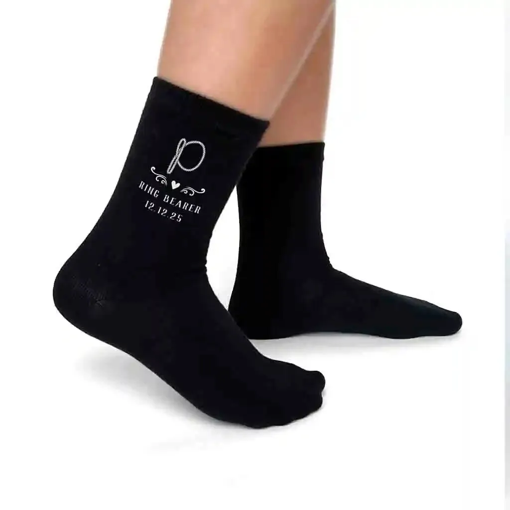 Monogram Ring Bearer Socks for the Ranch Wedding Theme