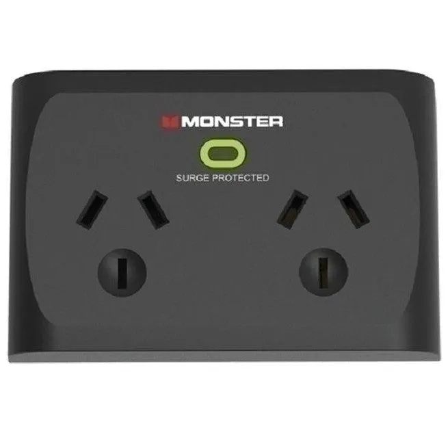 Monster Dual Socket Surge Protector Black