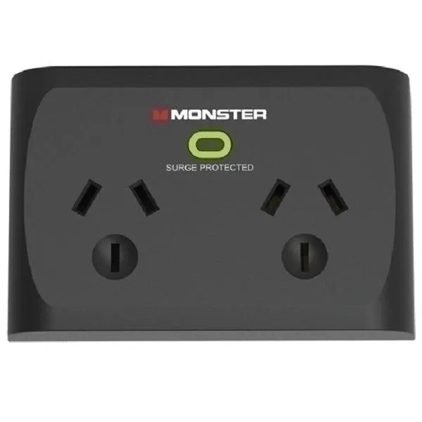 Monster Dual Socket Surge Protector Black