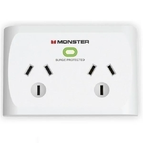 Monster Dual Socket Surge Protector White