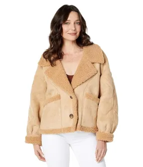 MOON RIVER Shearling Button-Down Outerwear with Pockets