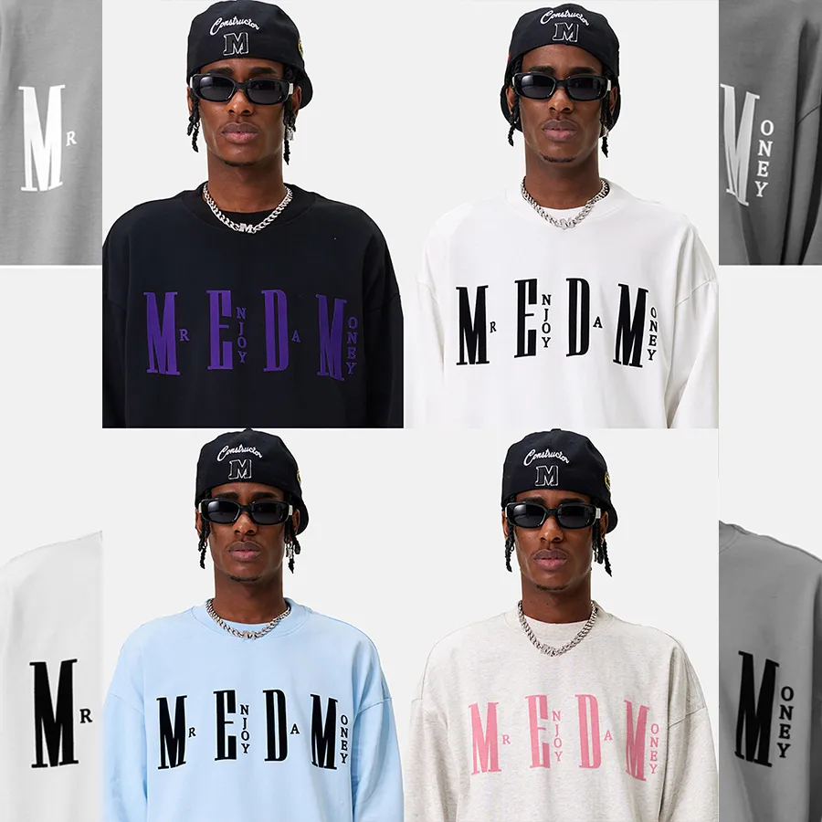 MR. ENJOY DA MONEY  |Crew Neck Unisex Street Style Long Sleeves Plain Cotton