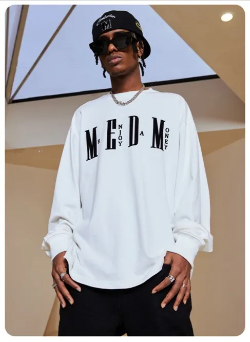 MR. ENJOY DA MONEY  |Crew Neck Unisex Street Style Long Sleeves Plain Cotton