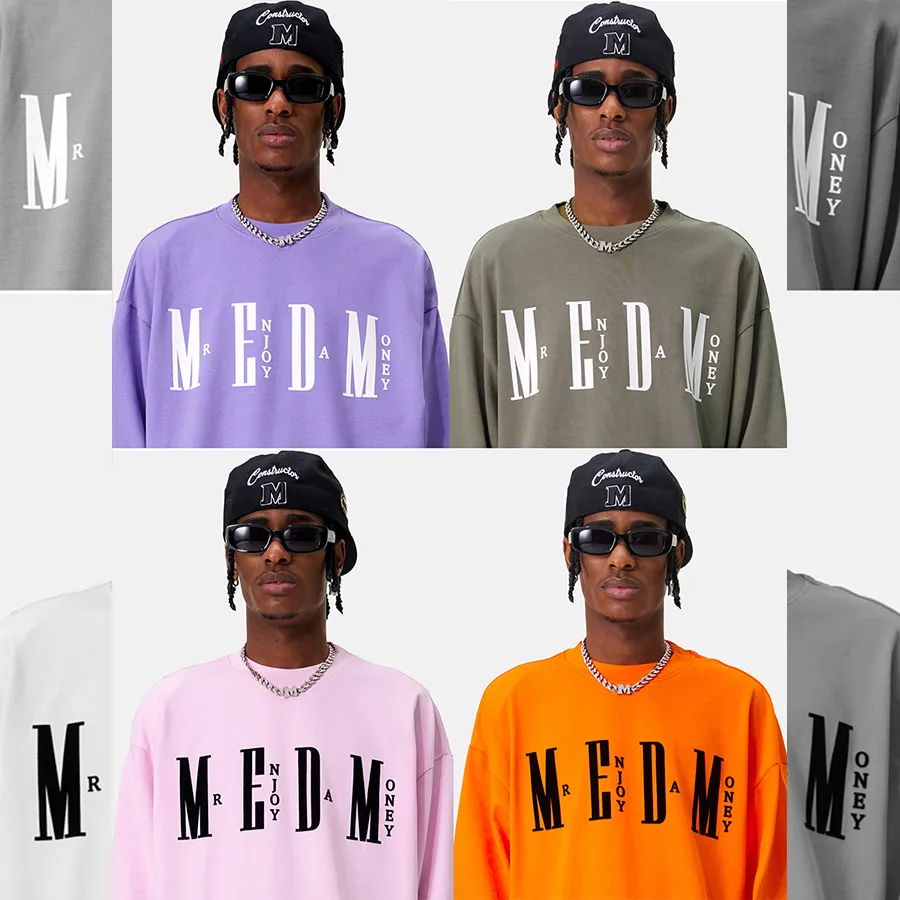 MR. ENJOY DA MONEY  |Crew Neck Unisex Street Style Long Sleeves Plain Cotton