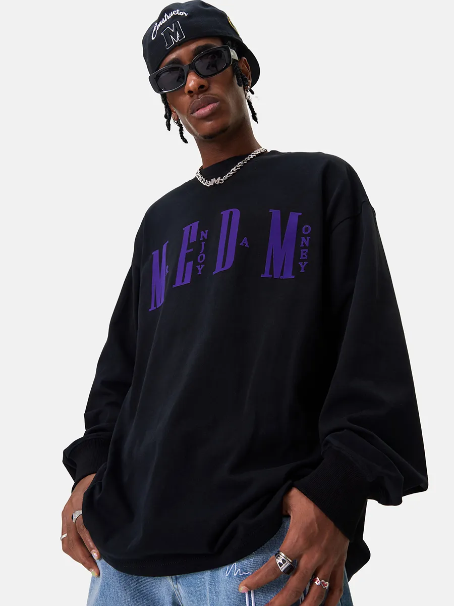 MR. ENJOY DA MONEY  |Crew Neck Unisex Street Style Long Sleeves Plain Cotton